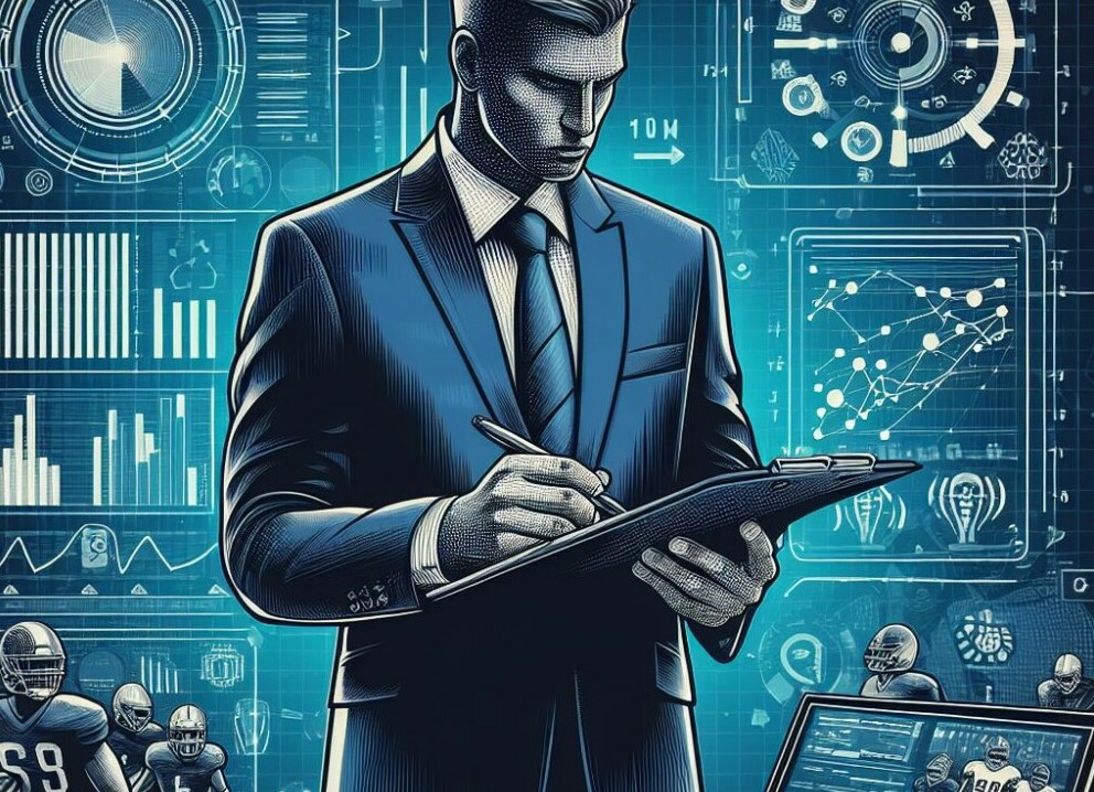 man holding clipboard taking notes